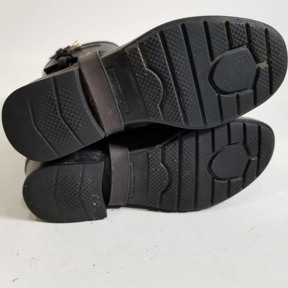 Massimo Dutti Rain Boot Tall Rubber Fringe Black Ring Strap US 6.5  EUR 37 - Picture 8 of 16